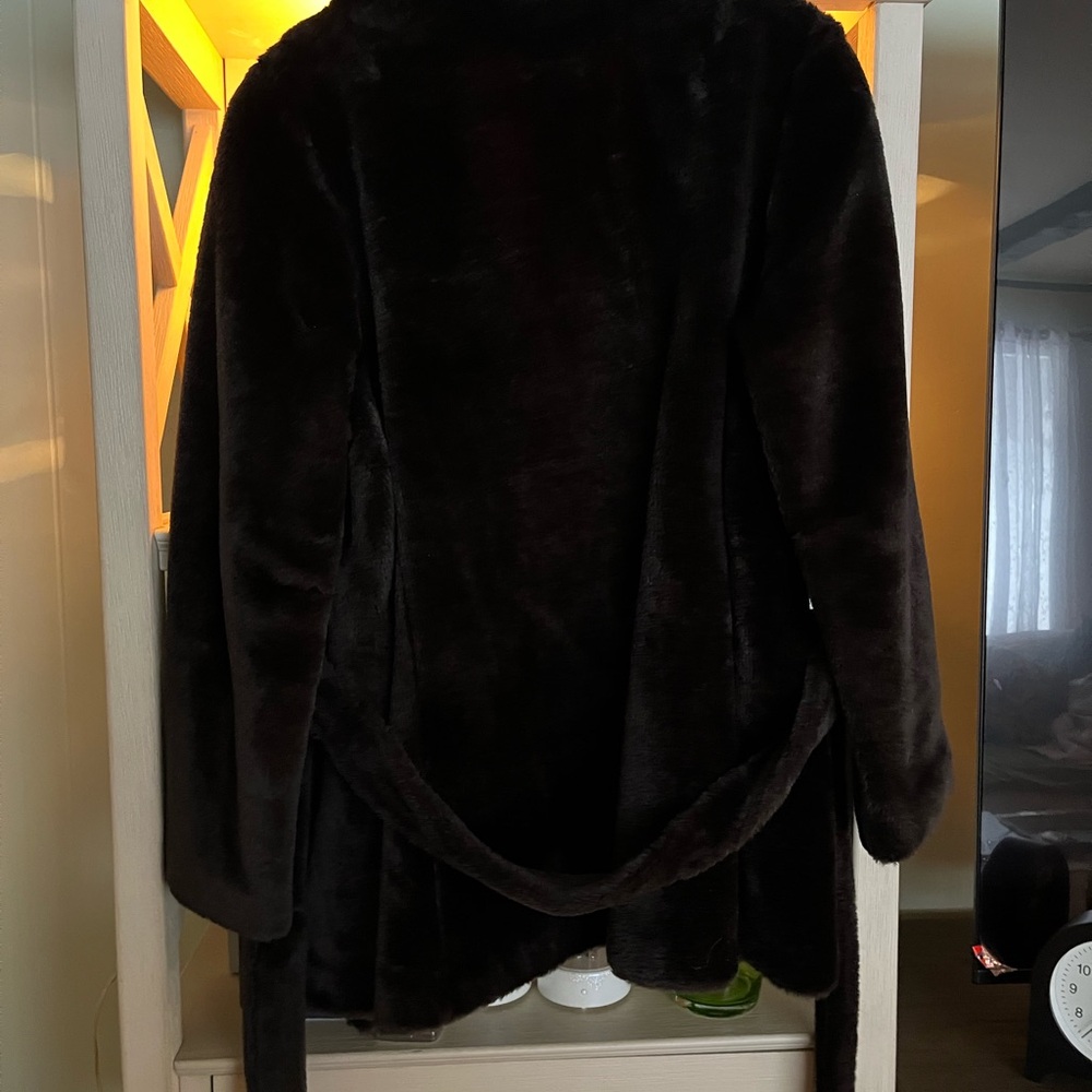 Vintage Chocolate Brown Lined Faux Fur Coat